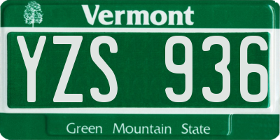 VT license plate YZS936