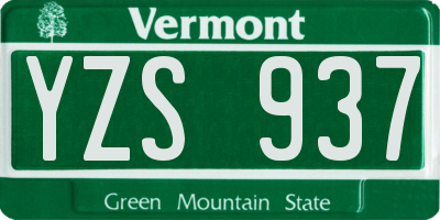 VT license plate YZS937