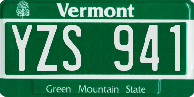 VT license plate YZS941