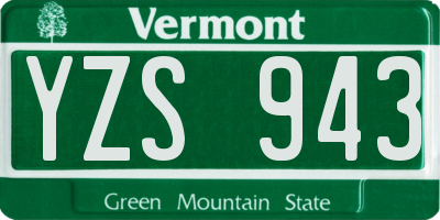 VT license plate YZS943