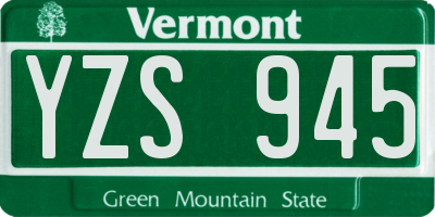 VT license plate YZS945