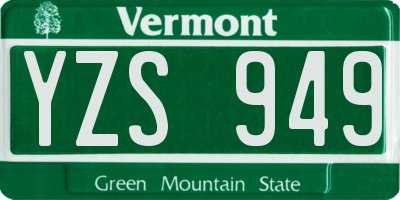 VT license plate YZS949