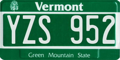 VT license plate YZS952