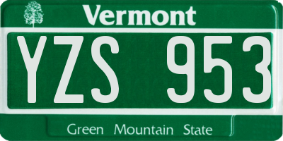 VT license plate YZS953