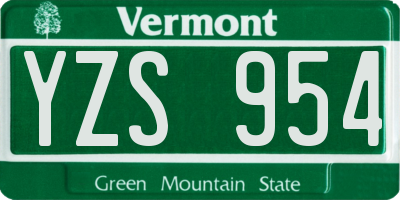 VT license plate YZS954