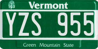 VT license plate YZS955