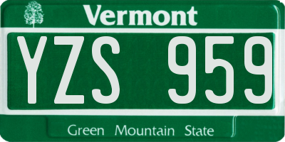 VT license plate YZS959