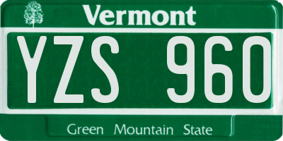 VT license plate YZS960