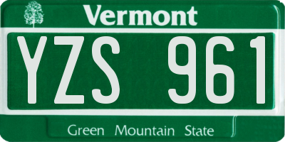 VT license plate YZS961