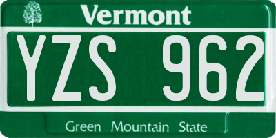 VT license plate YZS962