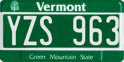 VT license plate YZS963