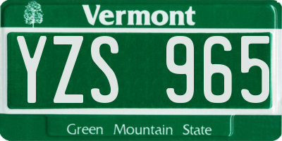 VT license plate YZS965