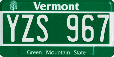 VT license plate YZS967