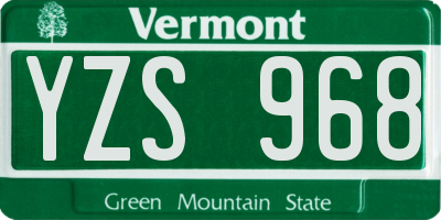VT license plate YZS968