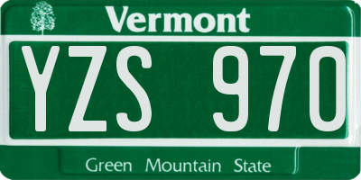 VT license plate YZS970