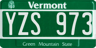 VT license plate YZS973