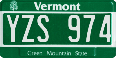VT license plate YZS974