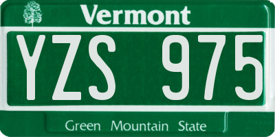 VT license plate YZS975