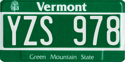 VT license plate YZS978