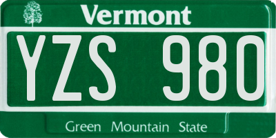 VT license plate YZS980