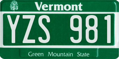 VT license plate YZS981