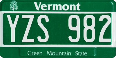 VT license plate YZS982