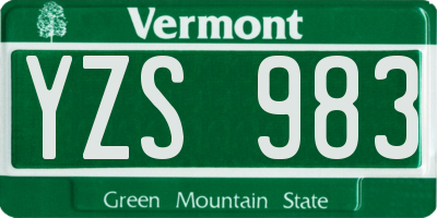 VT license plate YZS983