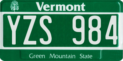 VT license plate YZS984