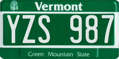 VT license plate YZS987