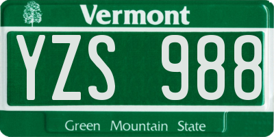 VT license plate YZS988