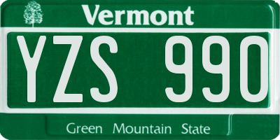 VT license plate YZS990