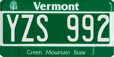 VT license plate YZS992