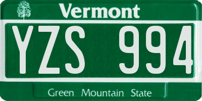 VT license plate YZS994