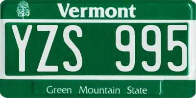 VT license plate YZS995