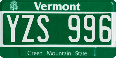 VT license plate YZS996