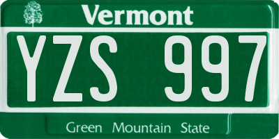 VT license plate YZS997