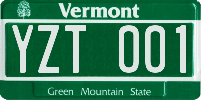 VT license plate YZT001