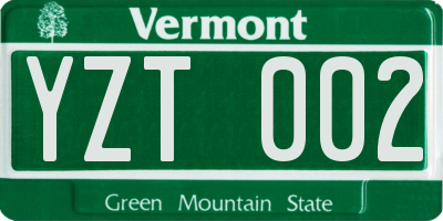 VT license plate YZT002
