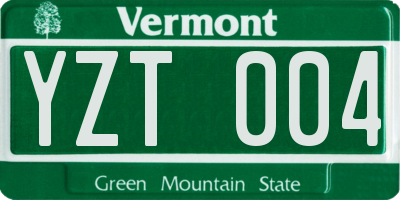 VT license plate YZT004