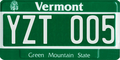VT license plate YZT005