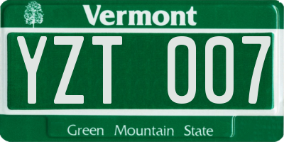 VT license plate YZT007