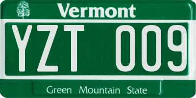 VT license plate YZT009