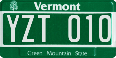 VT license plate YZT010
