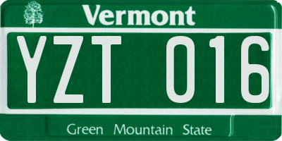 VT license plate YZT016