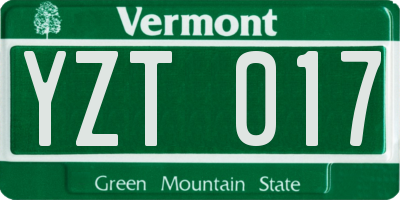 VT license plate YZT017