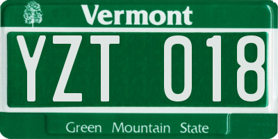 VT license plate YZT018