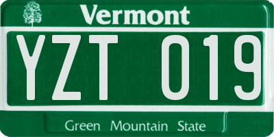VT license plate YZT019