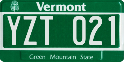 VT license plate YZT021