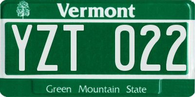 VT license plate YZT022