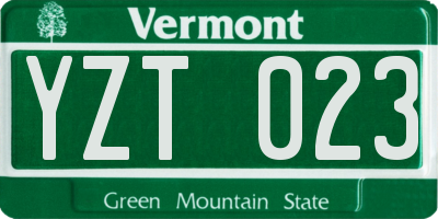 VT license plate YZT023